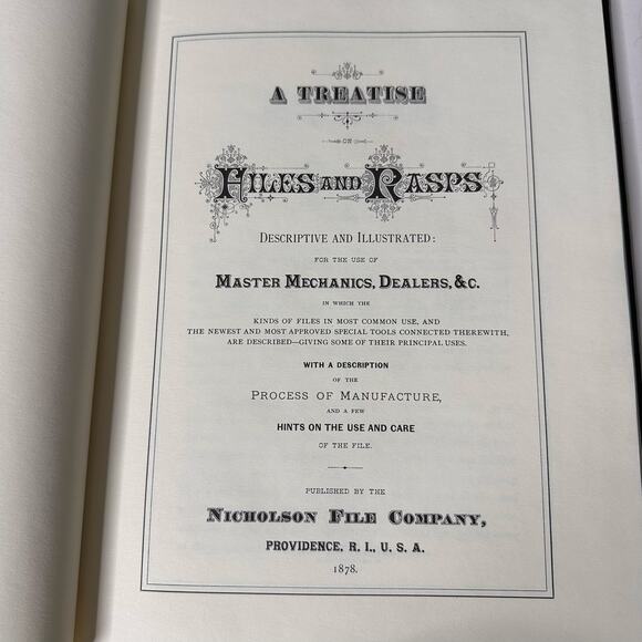 Vintage Nicholson's Treatise On Files and Rasps 1983 Reprint Hardcover Book - Picture 5 of 6